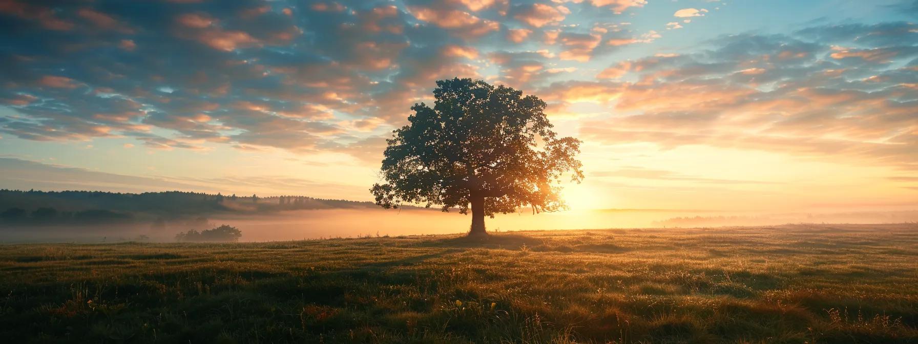 a serene landscape depicts a flourishing tree symbolizing growth and stability, surrounded by a vibrant sunrise, representing the foundation of long-term investing for financial security and wealth accumulation. a serene landscape depicts a flourishing tree symbolizing growth and stability, surrounded by a vibrant sunrise, representing the foundation of long-term investing for financial security and wealth accumulation.