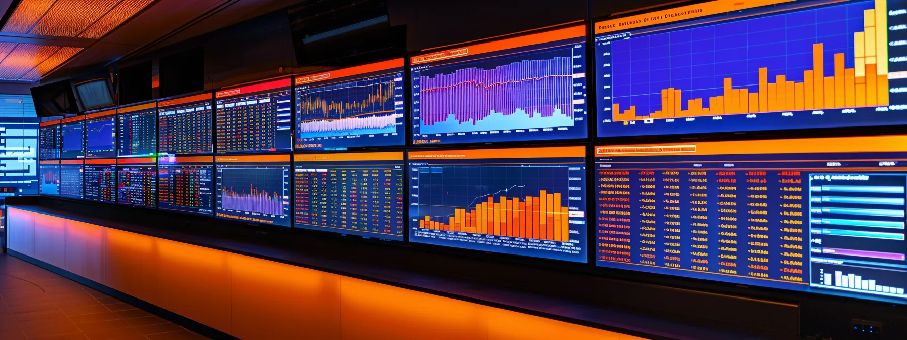 a dynamic, close-up view of multiple screens displaying vibrant stock market graphs and real-time alerts, illuminated in a sleek, modern trading environment, capturing the essence of high-stakes financial decision-making.