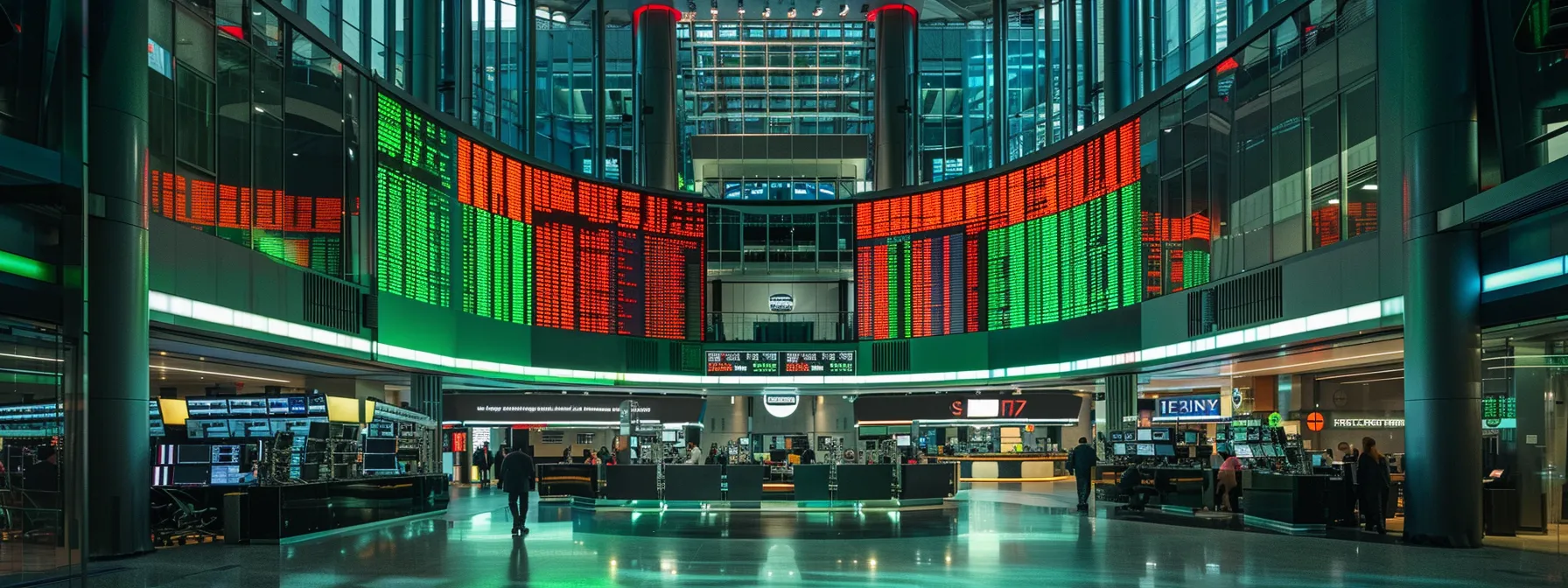 a dynamic, eye-catching stock market display illuminated with vibrant green and red candlesticks, capturing the essence of real-time trading notifications against a backdrop of a bustling financial hub.