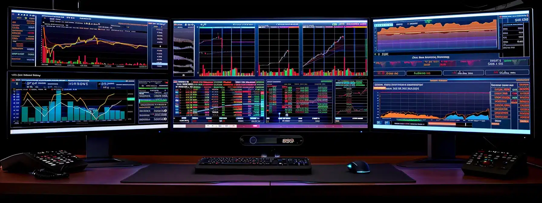 a dynamic financial trading interface displays vivid graphs and alert notifications, symbolizing the diverse types of investment alerts that empower investors in navigating market shifts and optimizing portfolio strategies.