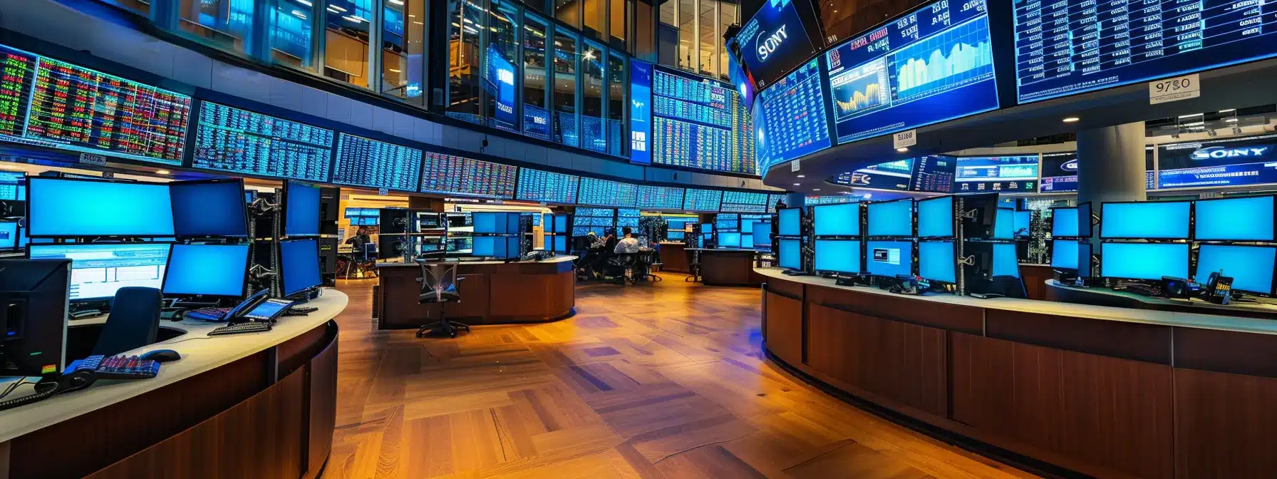a dynamic, high-tech trading room filled with glowing screens displaying real-time stock market data, highlighting vivid price movements and alerts against a backdrop of focused traders analyzing their next strategic decisions.