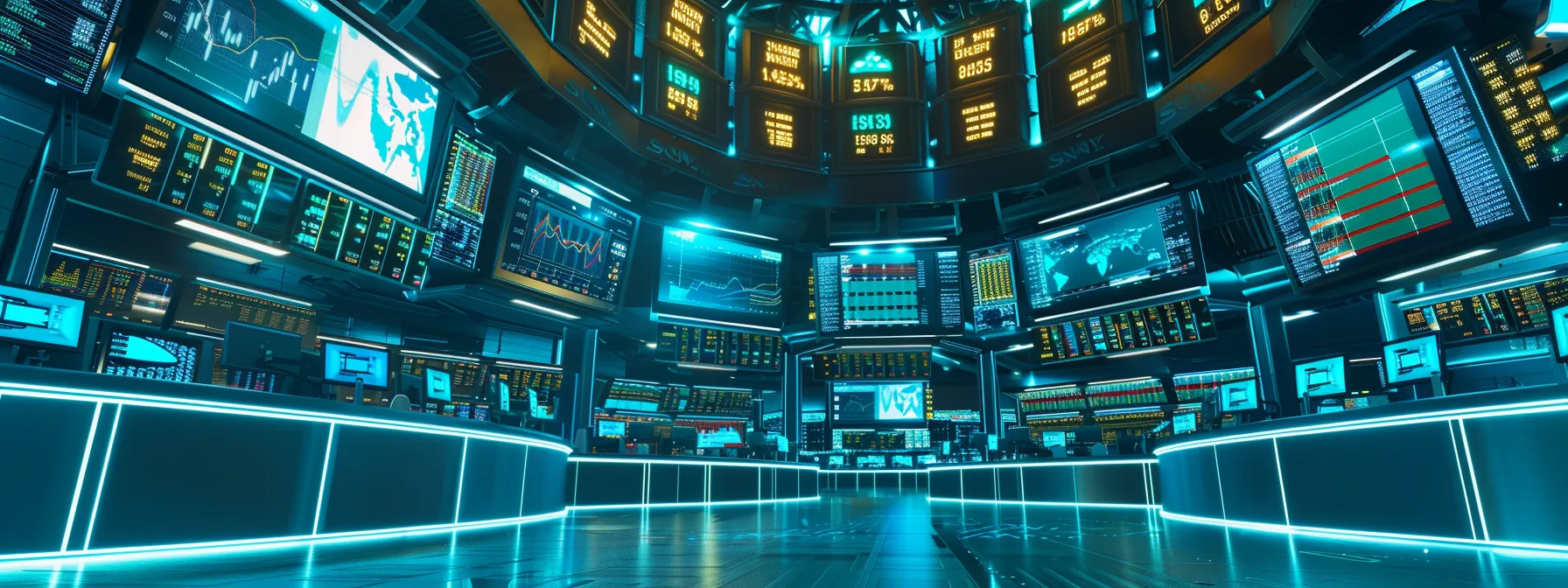 a dynamic, illuminated trading desk filled with multiple screens displaying real-time stock price alerts and vibrant charts, capturing the essence of fast-paced investment strategies and market awareness.