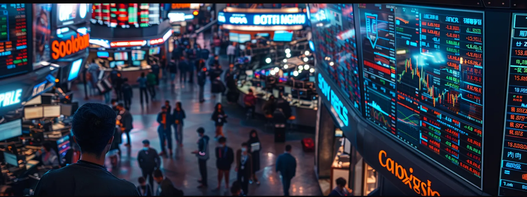 a dynamic scene capturing a trader intently watching multiple screens displaying fast-paced stock alerts, illuminated by the glow of notifications, emphasizing the urgency and reliability of immediate information during a volatile market. a dynamic scene capturing a trader intently watching multiple screens displaying fast-paced stock alerts, illuminated by the glow of notifications, emphasizing the urgency and reliability of immediate information during a volatile market.