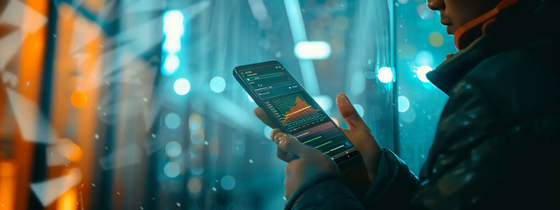 a dynamic smartphone screen displays vibrant stock charts and real-time sms notifications, capturing the urgency and excitement of live trading moments against a sleek, modern backdrop. a dynamic smartphone screen displays vibrant stock charts and real-time sms notifications, capturing the urgency and excitement of live trading moments against a sleek, modern backdrop.