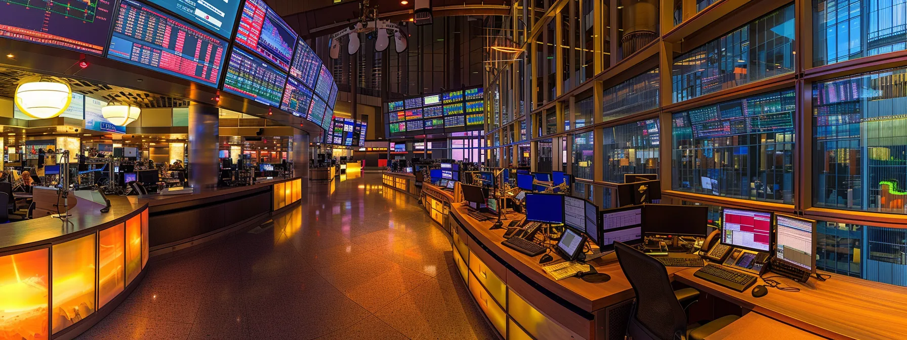 a dynamic trading desk adorned with multiple screens displaying real-time stock alerts and graphs, illuminated by soft ambient lighting that reflects the urgency and precision of financial markets.
