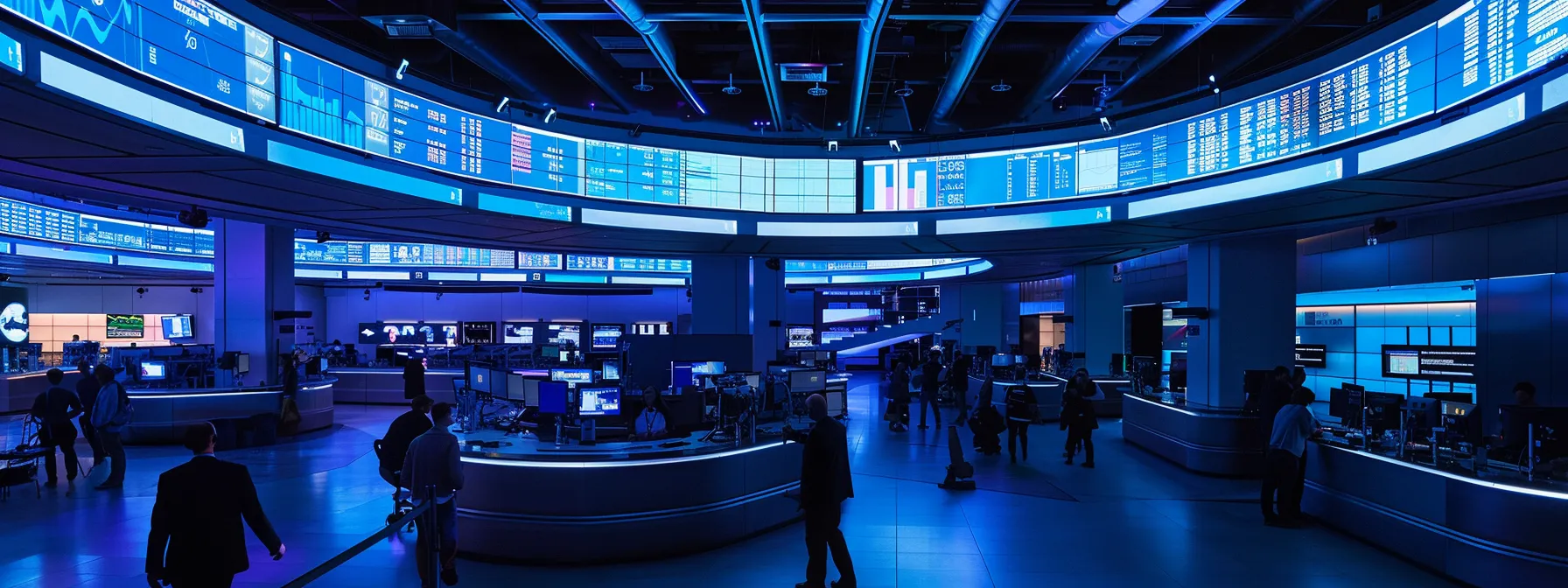 a futuristic trading desk bathed in soft blue lighting, showcasing advanced digital displays with dynamic stock alerts, reflecting the integration of ai technology for personalized investment insights. a futuristic trading desk bathed in soft blue lighting, showcasing advanced digital displays with dynamic stock alerts, reflecting the integration of ai technology for personalized investment insights.