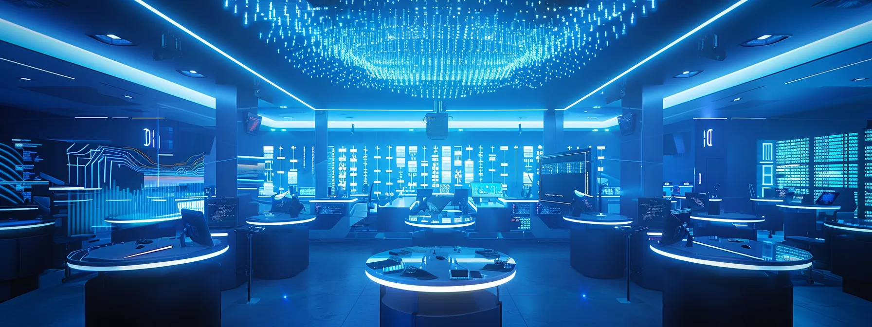 a futuristic trading workspace bathed in soft blue light showcases a sleek interface displaying personalized investment alerts, emphasizing the innovative integration of machine learning for enhanced market monitoring. a futuristic trading workspace bathed in soft blue light showcases a sleek interface displaying personalized investment alerts, emphasizing the innovative integration of machine learning for enhanced market monitoring.