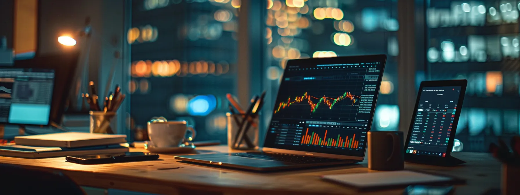 a sleek, modern trading desk bathed in warm, ambient light, showcasing a high-tech smartphone displaying sms alerts alongside a laptop with glowing email notifications, symbolizing the critical analysis of cost implications in trading. a sleek, modern trading desk bathed in warm, ambient light, showcasing a high-tech smartphone displaying sms alerts alongside a laptop with glowing email notifications, symbolizing the critical analysis of cost implications in trading.