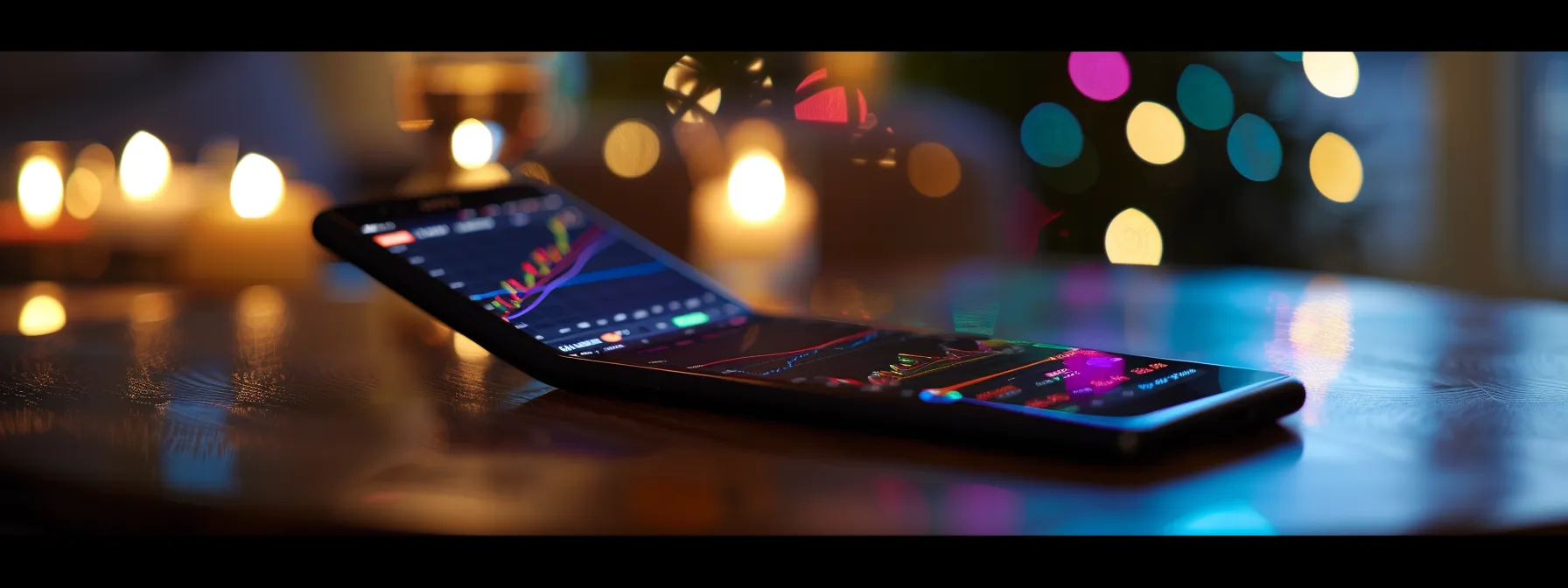 a sleek smartphone displays a vibrant, interactive stock trading app, illuminated by a dynamic graph and real-time notification alerts, capturing the essence of modern financial technology and responsive trading strategies.