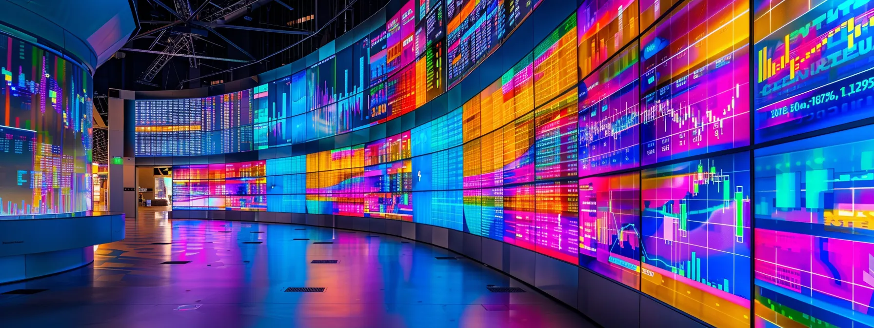 a vibrant and dynamic stock market display illuminated by bright digital screens, showcasing real-time stock alerts with colorful trends and fluctuations, symbolizing the excitement and urgency of informed trading decisions.