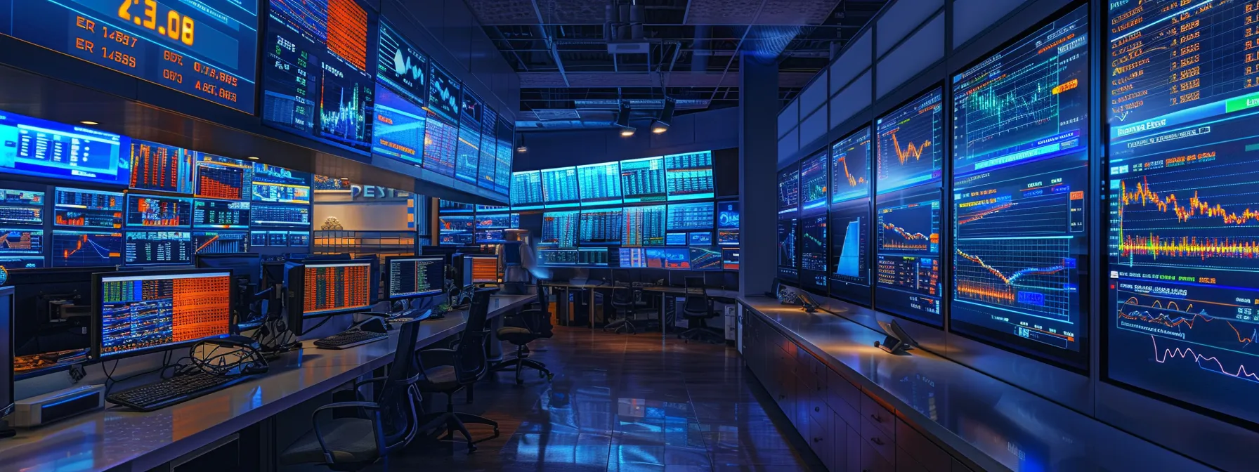 a vibrant digital trading room filled with dynamic stock market alerts illuminating screens, capturing the essence of innovation and the fast-paced world of trading technology.