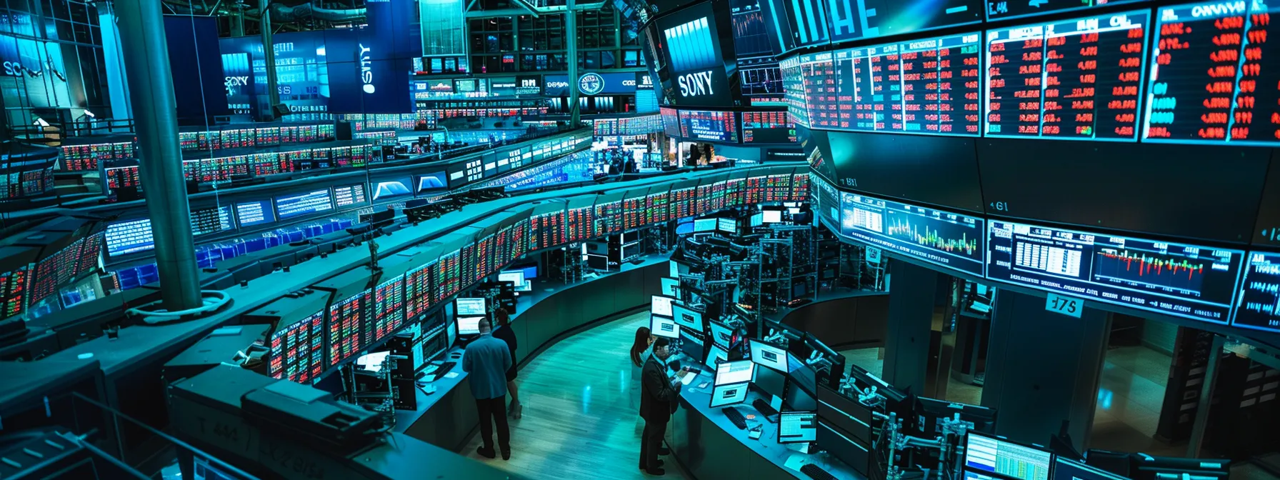 a vibrant, dynamic scene of a bustling trading room filled with glowing screens displaying real-time stock data, capturing the intensity and urgency of day traders reacting swiftly to market fluctuations.