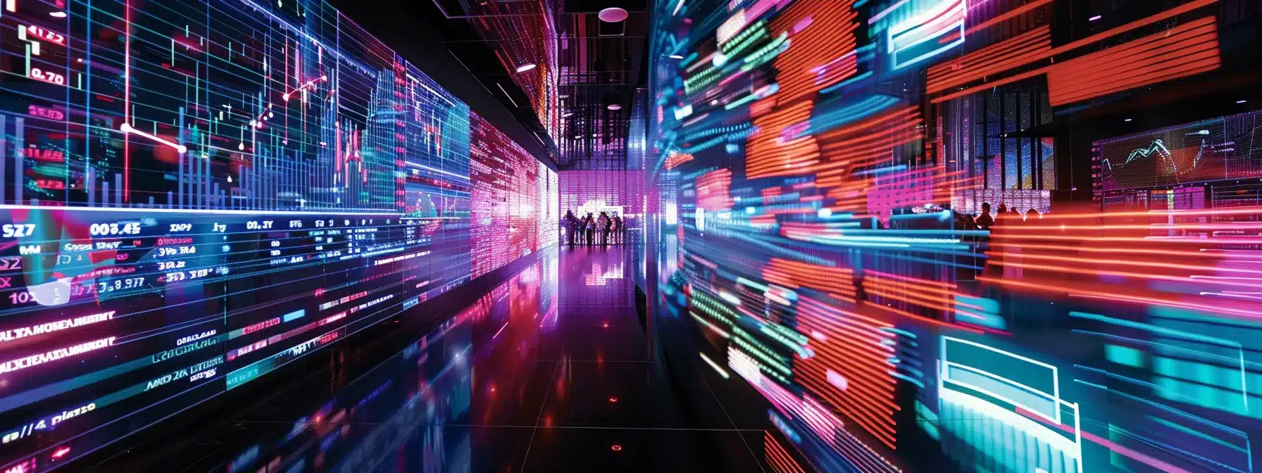 a vibrant, dynamic stock market scene captures a colorful digital display of fluctuating stock prices and real-time alerts, symbolizing the high-energy environment of strategic investor decision-making and market analysis.
