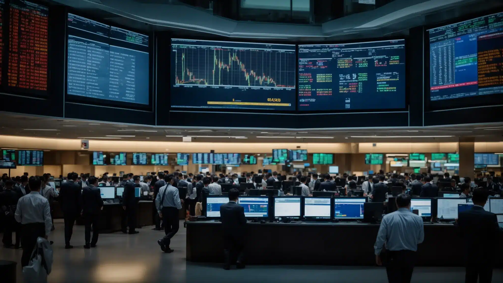a dynamic scene capturing a bustling trading floor, illuminated by vibrant screens displaying real-time stock market alerts, conveying the energy and urgency of savvy investors making timely decisions.