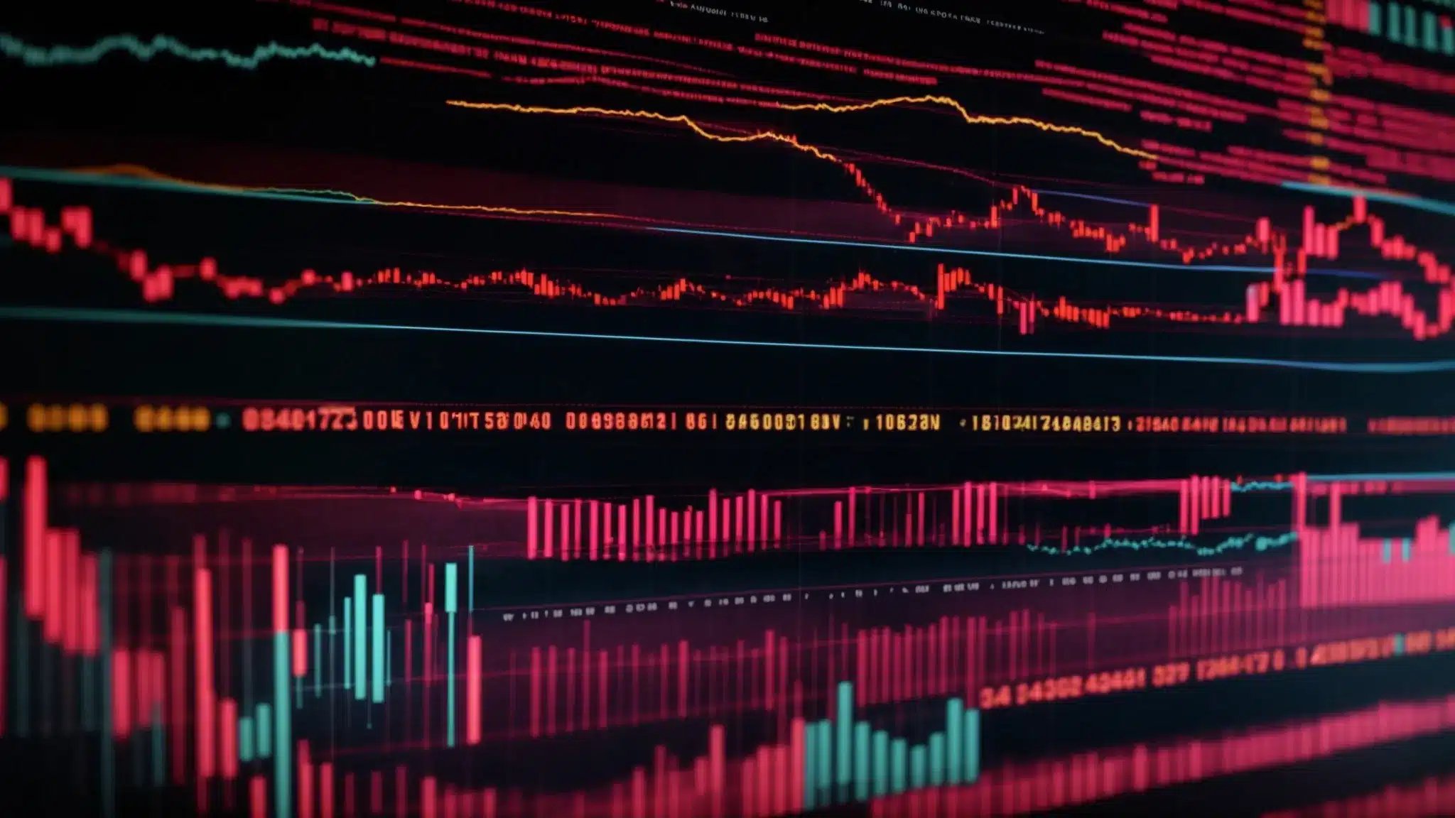 a vibrant stock market display screen glows with live data, showcasing fluctuating price graphs and alert notifications, symbolizing the dynamic decision-making landscape for investors.
